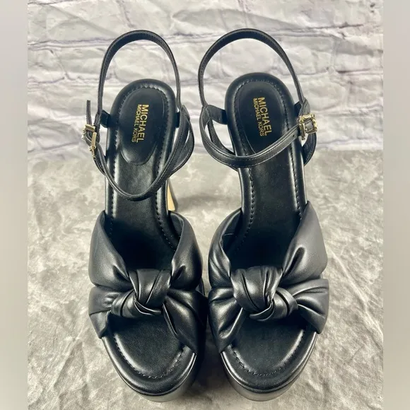New Michael Kors Elena Black Platform Sandals 9M