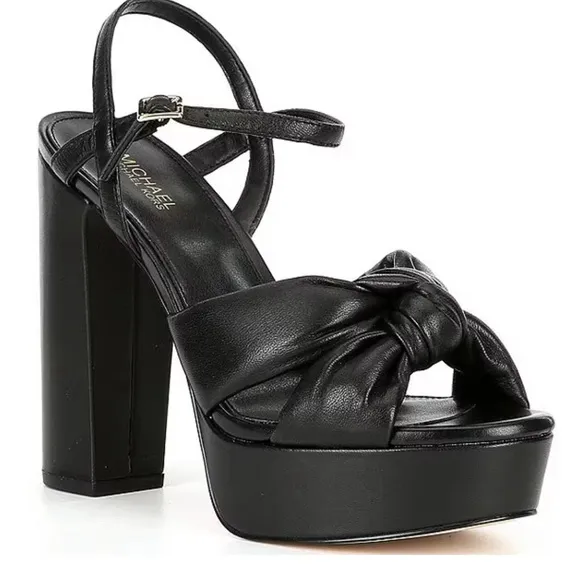 New Michael Kors Elena Black Platform Sandals 9M