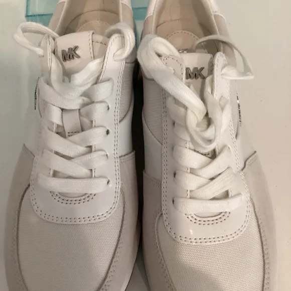 NEW Michael Kors Women White Leather Suede Textile Sneakers Shoes Size 7