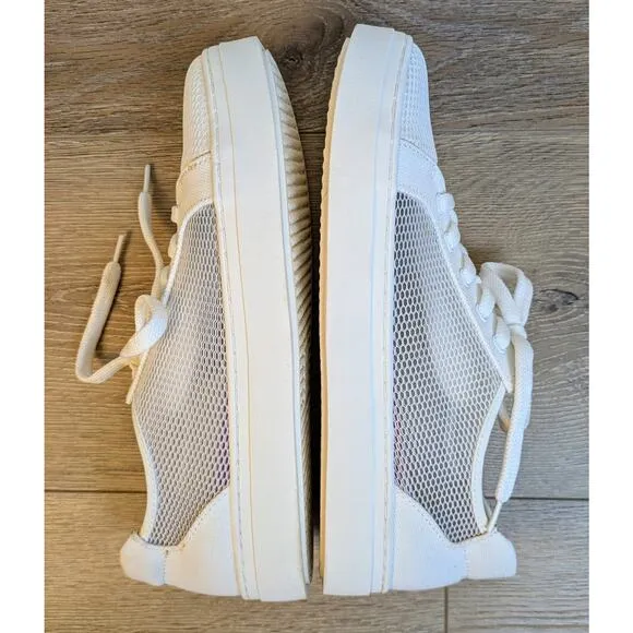 NEW Naturalizer Tanner White Canvas &amp; Inset Mesh Comfort Sneaker Show Size 9