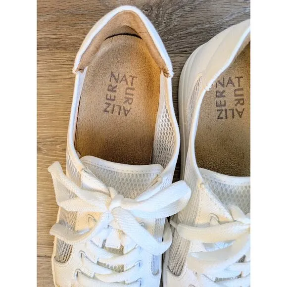 NEW Naturalizer Tanner White Canvas &amp; Inset Mesh Comfort Sneaker Show Size 9