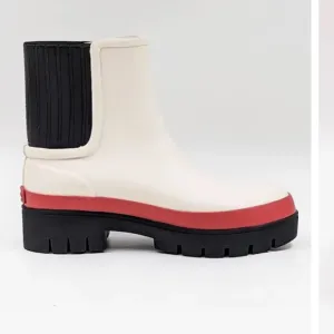 New-Never Worn Tory Burch Stylish Women's Rubber Rain Boots - White,Red &amp; Black