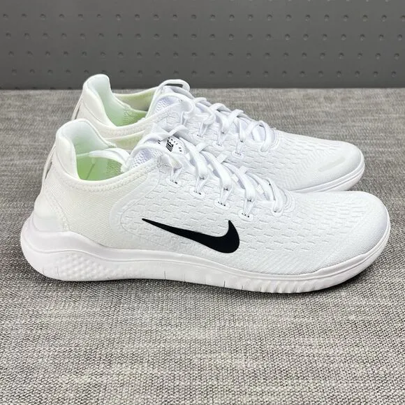 New Nike Free RN 2018 Low Running Shoes White Black New Mens Size 9