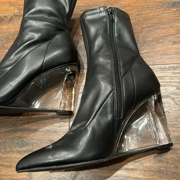NEW! Open Edit Black Erika Wedge Bootie - Size 8