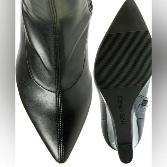 NEW! Open Edit Black Erika Wedge Bootie - Size 8