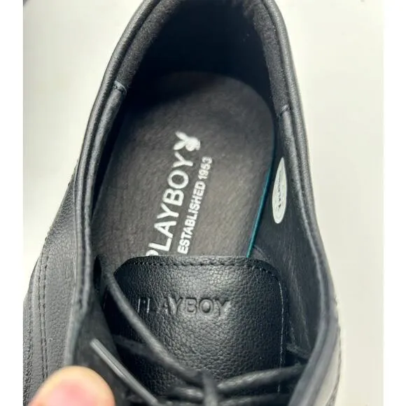 New Original Playboy Black Leather LaceUp Oxford Dress Shoes SIZE 8 250mm Formal