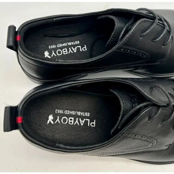 New Original Playboy Black Leather LaceUp Oxford Dress Shoes SIZE 8 250mm Formal