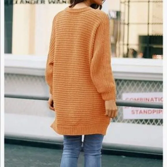 New Plus Size Button Down Chunky Sweater Coat