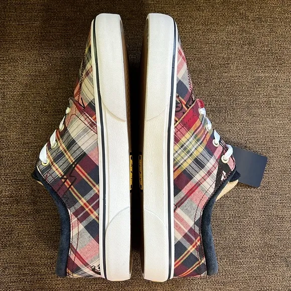 New POLO RALPH LAUREN Faxon X Plaid Canvas Sneakers Men's Size 10