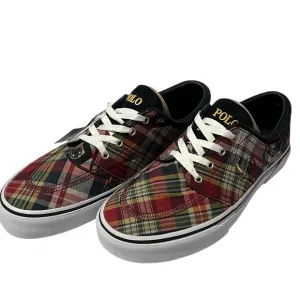 New POLO RALPH LAUREN Faxon X Plaid Canvas Sneakers Men's Size 10