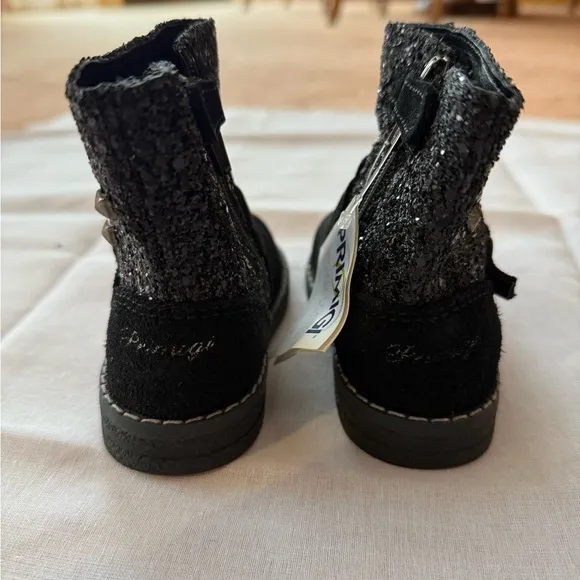 New Primigi boots Tecla suede glitter studs rocker zip suede ankle sparkle 20 5