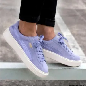 NEW PUMA SUEDE PLATFORM MONO SATIN SHOES SZ 7.5