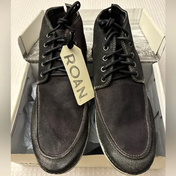 NEW! ROAN BED STU Tobias Mens Black Leather Casual Chukka Boots 8.5 9.5 10 11.5