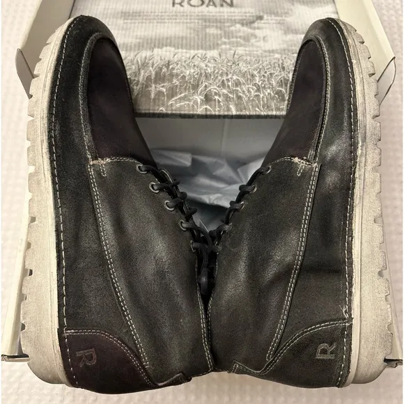 NEW! ROAN BED STU Tobias Mens Black Leather Casual Chukka Boots 8.5 9.5 10 11.5