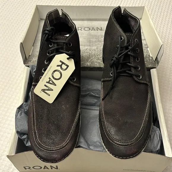 NEW! ROAN BED STU Tobias Mens Black Leather Casual Chukka Boots 8.5 9.5 10 11.5