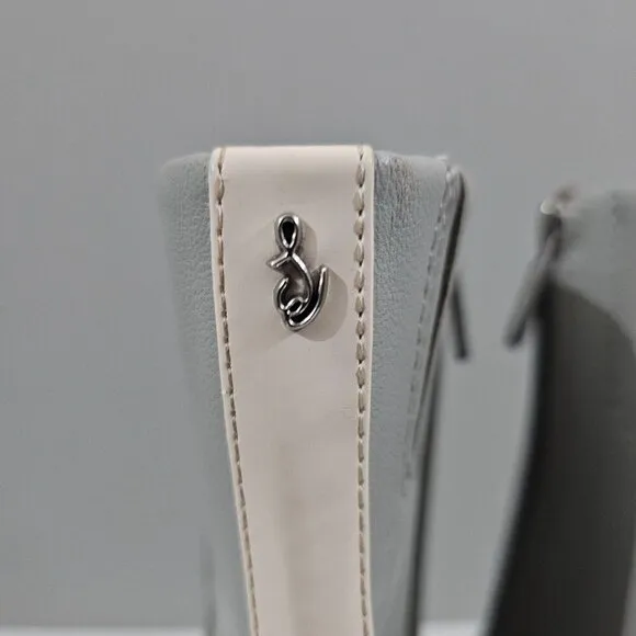 NEW Sam Edelman Anika Mid Calf Heeled Boot Gray Ivory Leather 10