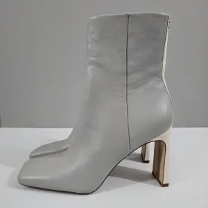 NEW Sam Edelman Anika Mid Calf Heeled Boot Gray Ivory Leather 10