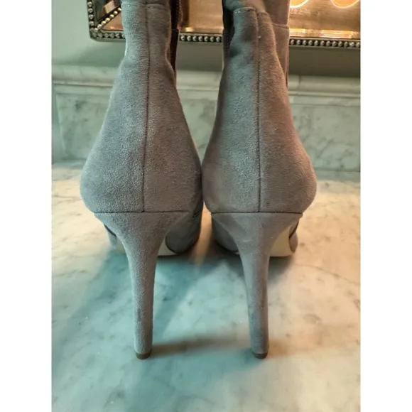 NEW SAM EDELMAN BERNADETTE OVER THE KNEE OTK SUEDE HEELS BOOTS GRAY GREY FROST 9