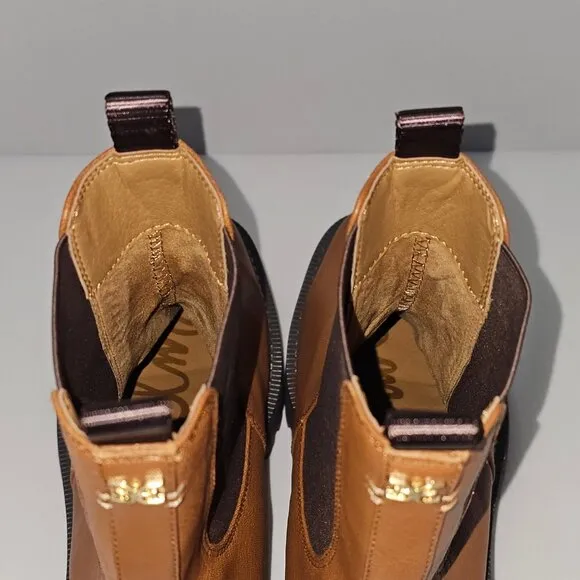 NEW Sam Edelman Laguna Ankle Bootie Waterproof Tawny Brown Leather Size 10.5
