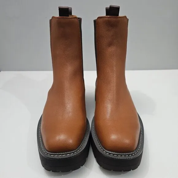 NEW Sam Edelman Laguna Ankle Bootie Waterproof Tawny Brown Leather Size 10.5