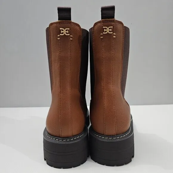 NEW Sam Edelman Laguna Ankle Bootie Waterproof Tawny Brown Leather Size 10.5