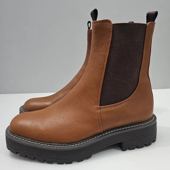 NEW Sam Edelman Laguna Ankle Bootie Waterproof Tawny Brown Leather Size 10
