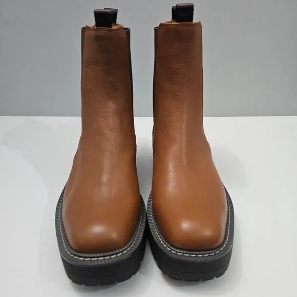 NEW Sam Edelman Laguna Ankle Bootie Waterproof Tawny Brown Leather Size 10