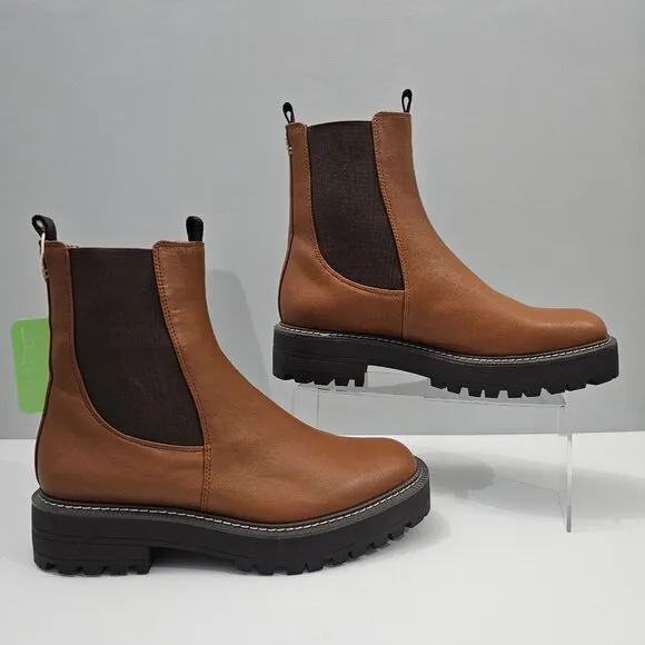 NEW Sam Edelman Laguna Ankle Bootie Waterproof Tawny Brown Leather Size 10