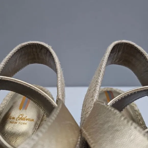 NEW Sam Edelman Vada Sandal Espadrille Platform Wedge Gold Leaf Leather 10.5