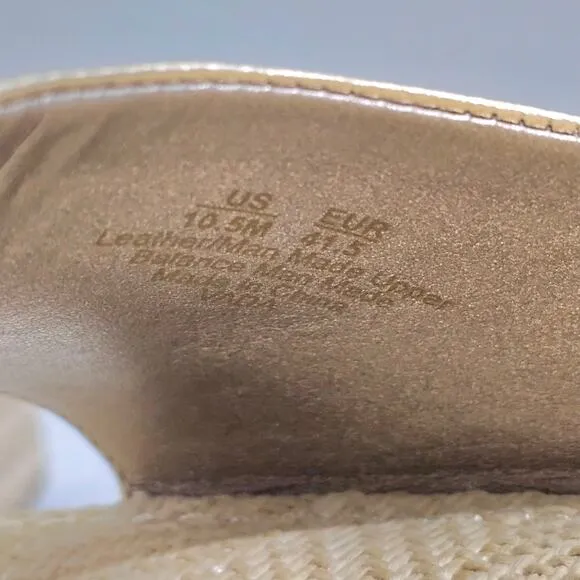 NEW Sam Edelman Vada Sandal Espadrille Platform Wedge Gold Leaf Leather 10.5