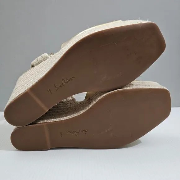 NEW Sam Edelman Vada Sandal Espadrille Platform Wedge Gold Leaf Leather 10.5