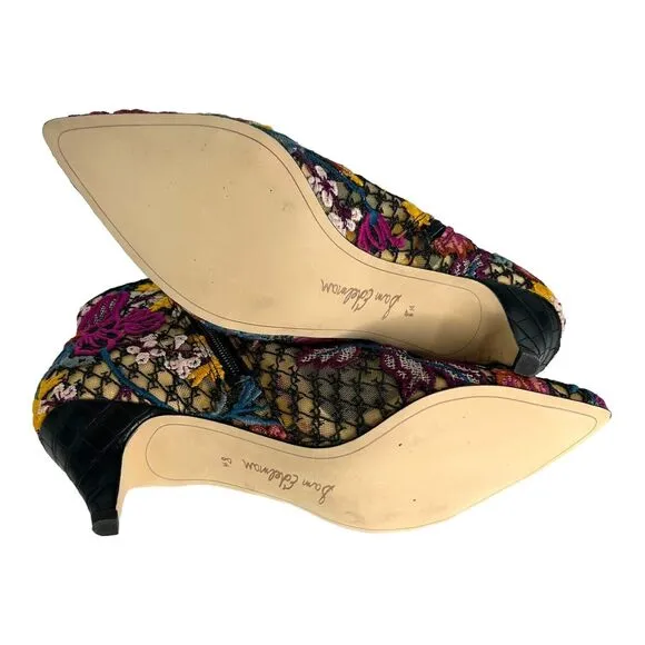 New SAM EDELMAN Women's 8.5 Kinzey Floral Pointed Bootie Kitten Boots Shoes Boho