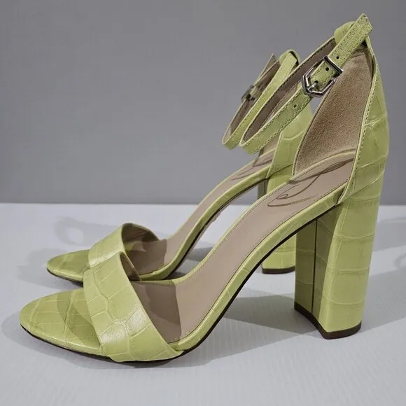 NEW Sam Edelman Yaro Heel Sandal Green Leather Size 8.5