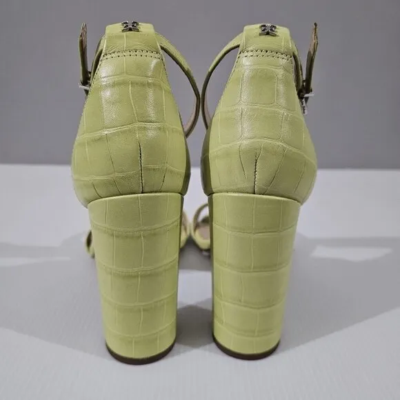 NEW Sam Edelman Yaro Heel Sandal Green Leather Size 8.5