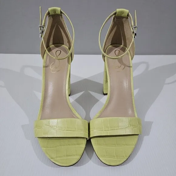 NEW Sam Edelman Yaro Heel Sandal Green Leather Size 8.5