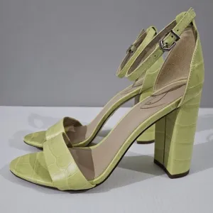 NEW Sam Edelman Yaro Heel Sandal Green Leather Size 8.5