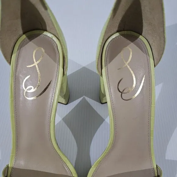 NEW Sam Edelman Yaro Heel Sandal Green Leather Size 8.5