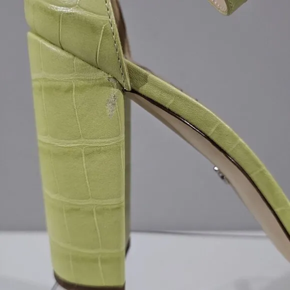 NEW Sam Edelman Yaro Heel Sandal Green Leather Size 8.5