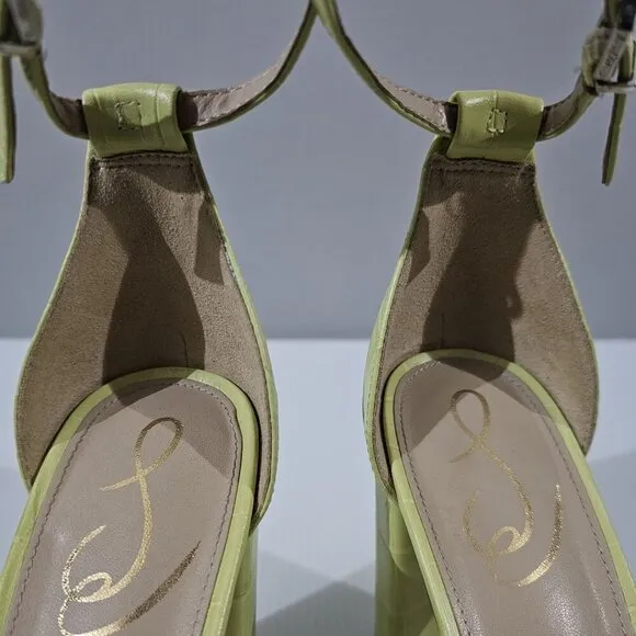 NEW Sam Edelman Yaro Heel Sandal Green Leather Size 8.5