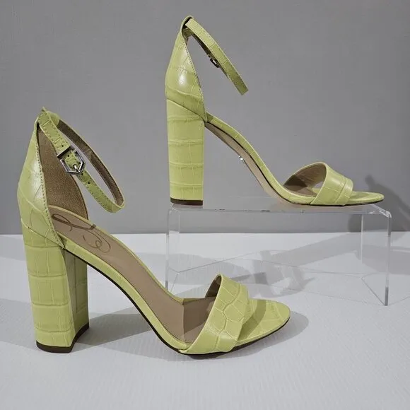 NEW Sam Edelman Yaro Heel Sandal Green Leather Size 8.5
