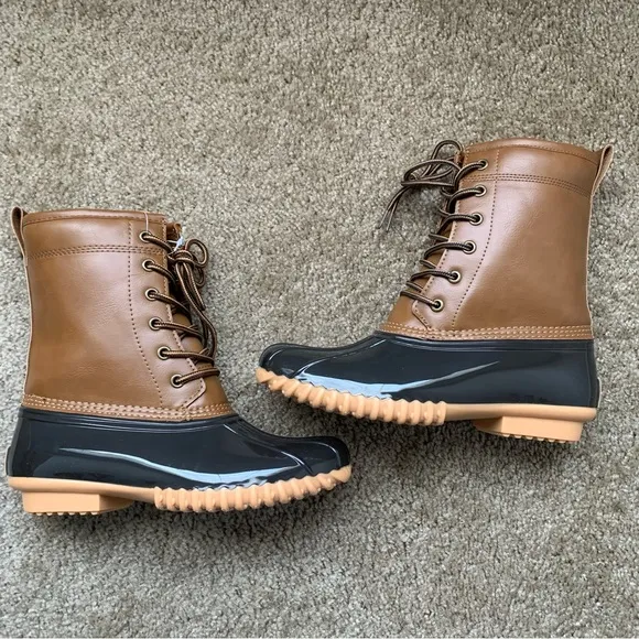 New Sporto Ariel Original Duck Rubber Boots Size 6 Tan/Brown