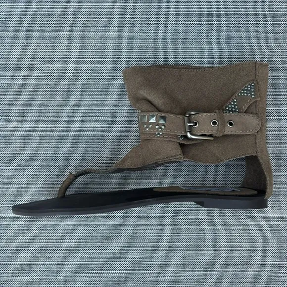 NEW STEVE MADDEN Studded Toe Post Ankle Bootie Brown Suede Size 7.5