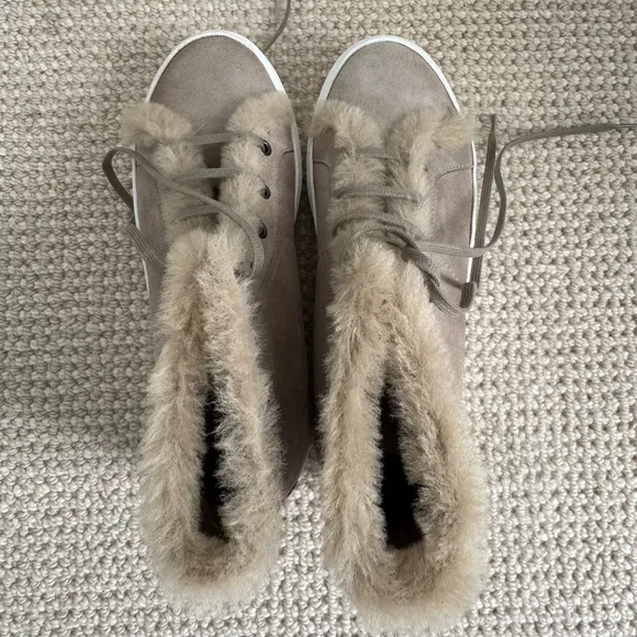 New Theory Suede   Shearling Shoes