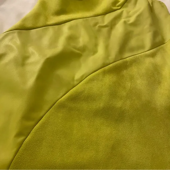 NEW Topshop Paneled Mini Dress Spaghetti Bandeau Lime Green Faux Leather &amp; Suede
