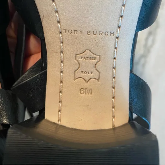 New Tory Burch City Heel Sandals in Black Leather Size 6