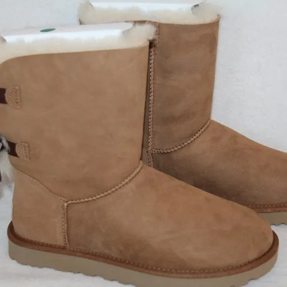 NEW‎ UGG BAILEY BOW II SUEDE BOW BOOTS CHESTNUT
