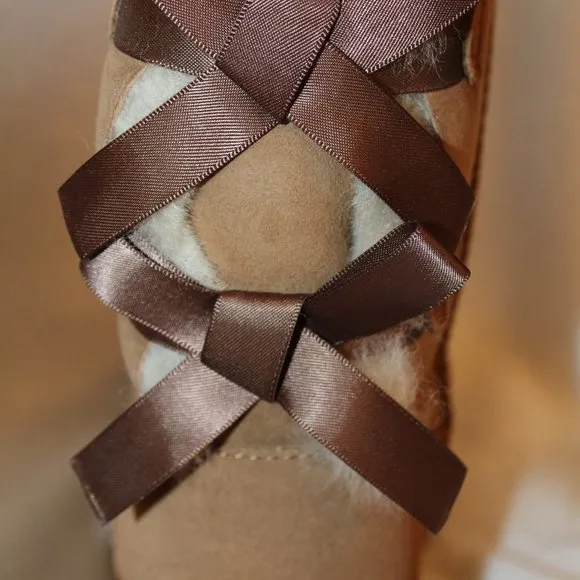 NEW‎ UGG BAILEY BOW II SUEDE BOW BOOTS CHESTNUT