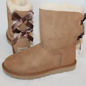NEW‎ UGG BAILEY BOW II SUEDE BOW BOOTS CHESTNUT