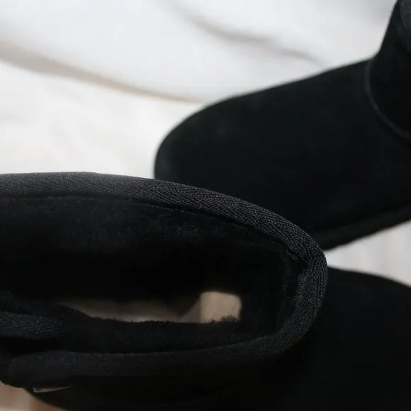 NEW UGG‎ JONA SUEDE SHEARLING GIRL'S MINI SHEARLING LINED BOOTS BLACK