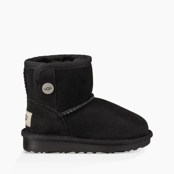 NEW UGG‎ JONA SUEDE SHEARLING GIRL'S MINI SHEARLING LINED BOOTS BLACK